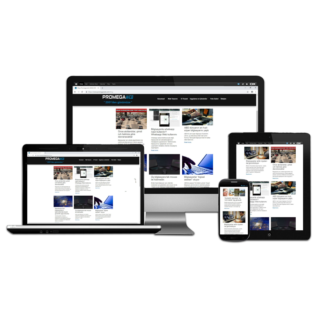 taşınabilir bilgisayarlar masaüstü bilgisayarlar tablet cihazlar ve akıllı telefonlara uyumlu web sitesi ve e-ticaret tasarımı